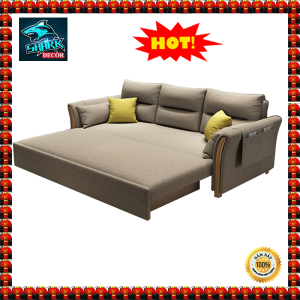 HOT (Hàng Cao Cấp) Giường Sofa đa năng thông minh - ( có khoang để đồ) KT : 190 x 180 cm ( Màu Vàng Nhạt, Xám Đậm)