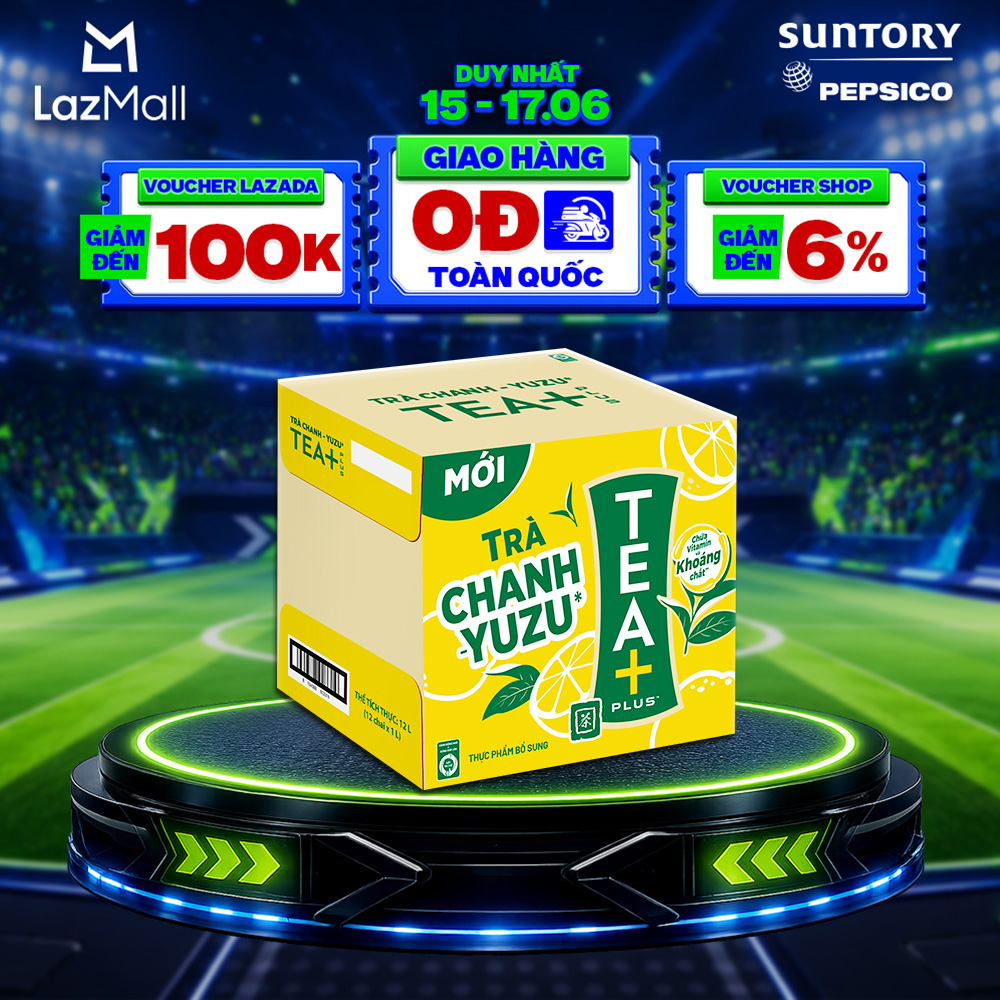 [SALE 15.6] Thùng 12 Chai Trà Ô long Tea+ Vị Chanh Yuzu (1000ml/chai)