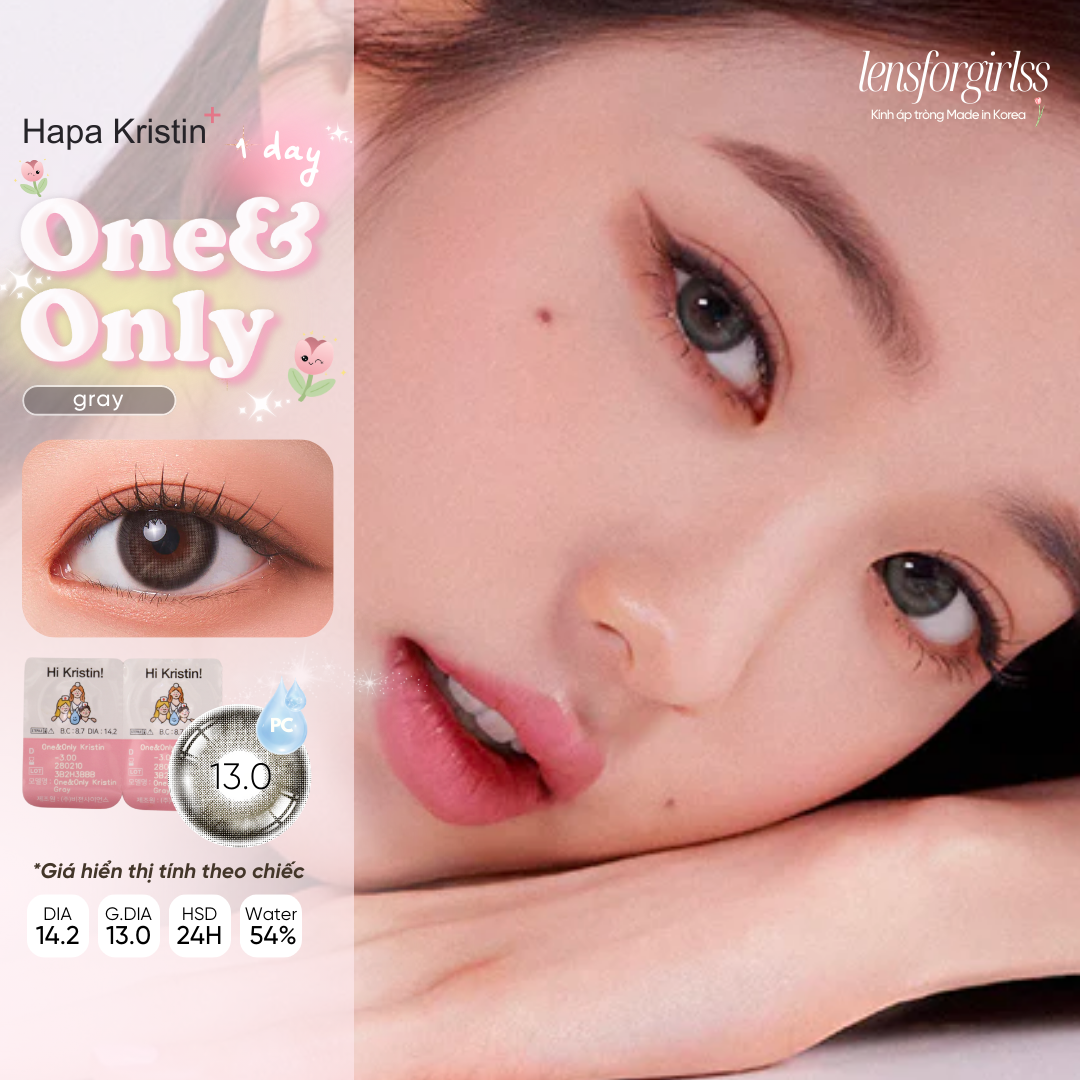 [Mã LazXuHuong02 - giảm 25k đơn từ 199k] Kính áp tròng 1 ngày ONE & ONLY GRAY chính hãng HAPAKRISTIN KOREA | Lens cận 1 ngày | LENSFORGIRLSS