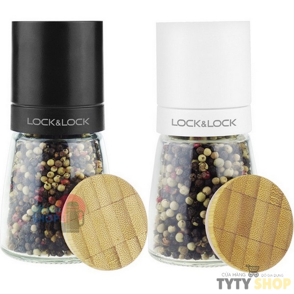 [HCM] Cối xay tiêu thủy tinh Lock&Lock dung tích 140ml lưỡi sứ nắp gỗ sồi tiện dụng CKO115 - HÀNG CHÍNH HÃNG