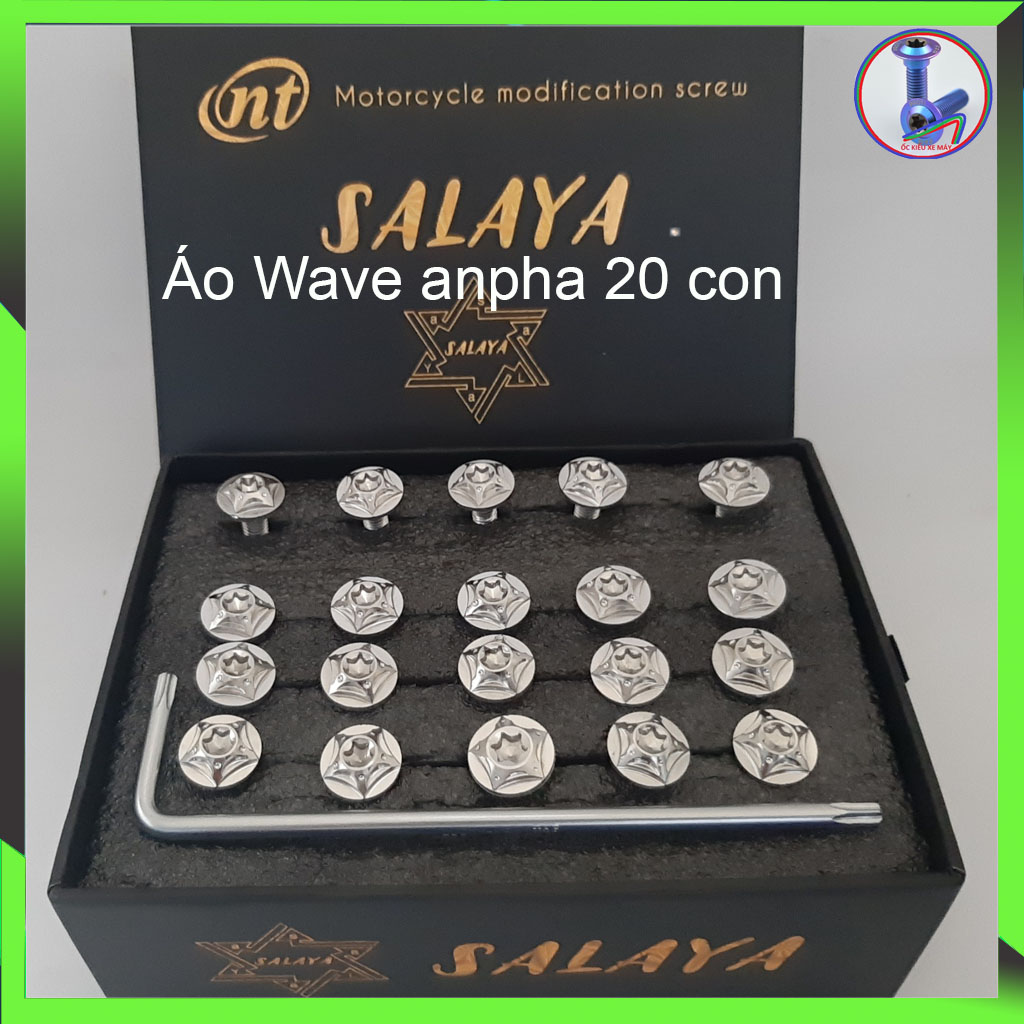 Full bộ ốc áo salaya wave anpha wave lớn chuẩn inox 304 sáng đẹp bao sét
