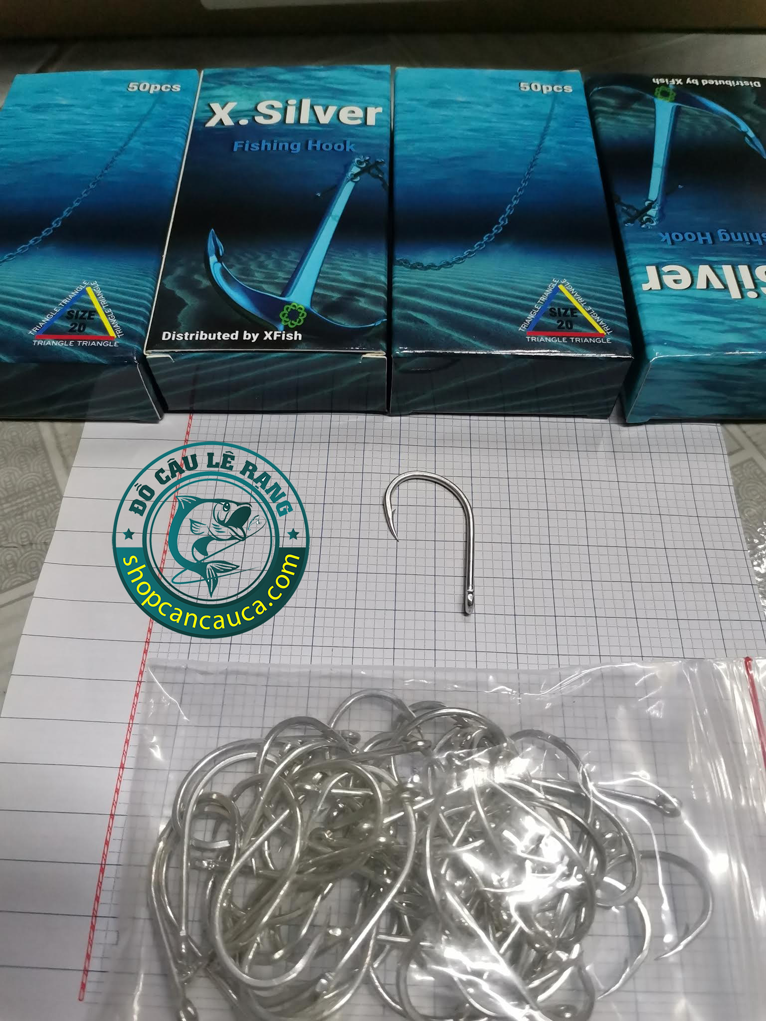 Hộp 50 lưỡi câu cá tra x.silver-lưỡi câu cá trahộp 50 lưỡi câu cá tra x.silver-lưỡi câu cá tra