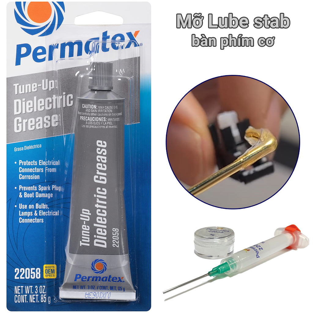 Mỡ lube stab bàn phím cơ permatex 22058 lọ 5g, cọ lube switch size 0 / 00 / 000