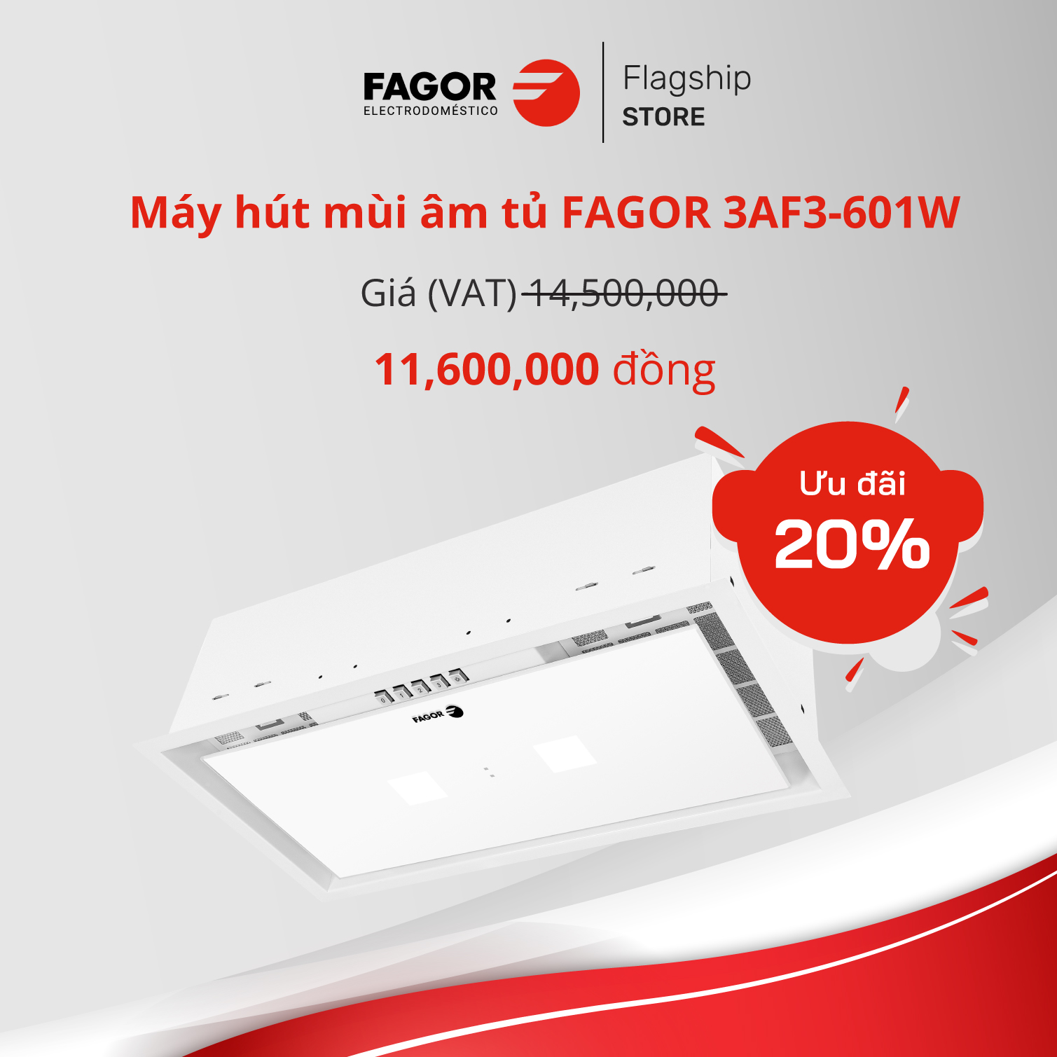 Máy hút mùi âm tủ FAGOR 3AF3-601W