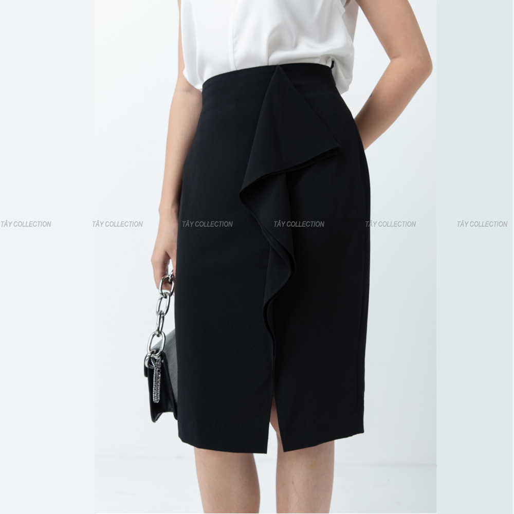 Chân váy bút chì 2 lớp cao cấp phối bèo tây collection