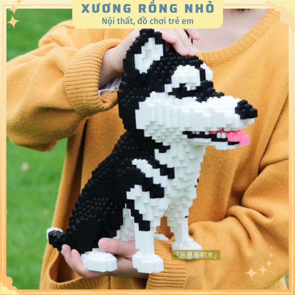 Mô hình 3d chó husky, Mô hình lắp ráp chú chó husky dễ thương cho bé