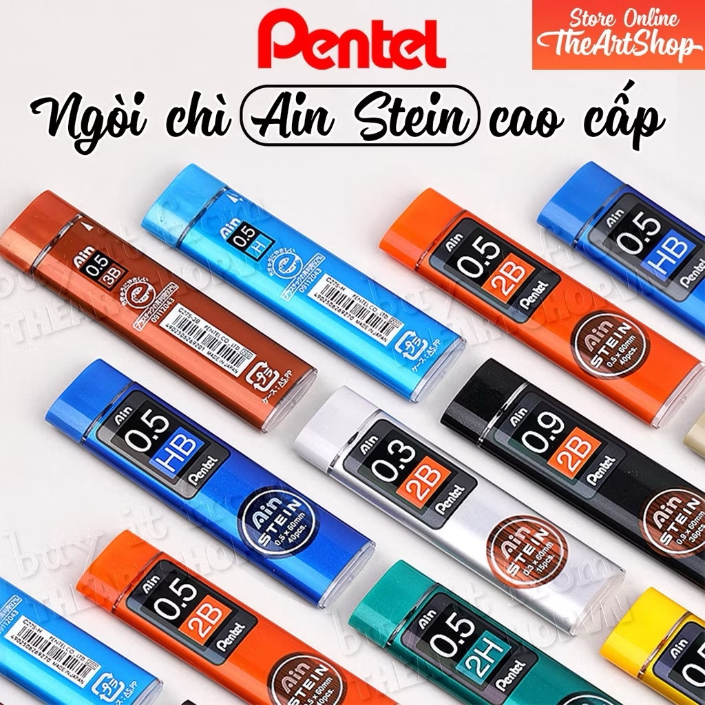 [THEARTSHOP] Ngòi chì bấm cơ khí màu đen PENTEL Ain Stein Lead