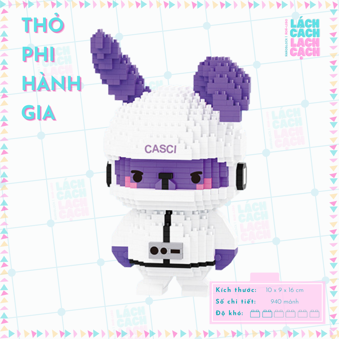 Bộ đồ chơi xếp hình lắp ráp lego nanoblock Phi hành gia thỏ tím