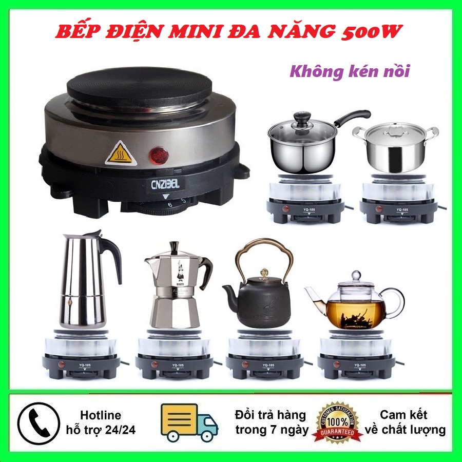 Bếp điện mini đa năng siêu nhỏ 500w Pha cà phê(cafe)- Bếp đun nóng cafe, trà, cháo, sữa, Không kén nồi dành cho sinh viên, văn phòng