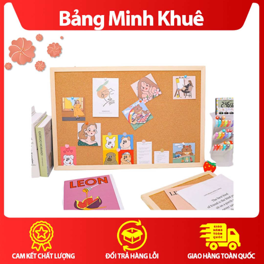 Bảng ghim bằng khung gỗ kích thước 40 x 60 , 60 x 80 , 60 x 100 , 80 x 120cm