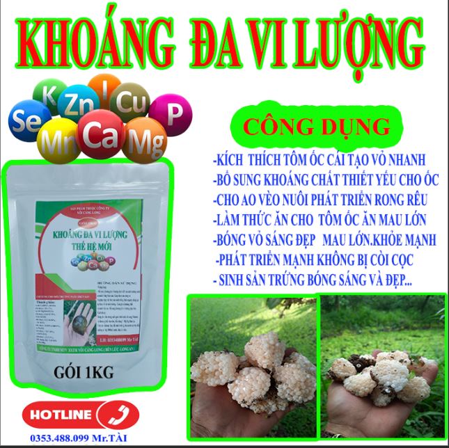 KHOÁNG ĐA VI LƯỢNG (CHO THỦY SẢN )ĐẶC BIỆT ĐỂ NUÔI ỐC )BỔ SUNG KHOÁNG CHẤT CẦN THIẾT CHO AO NUÔI