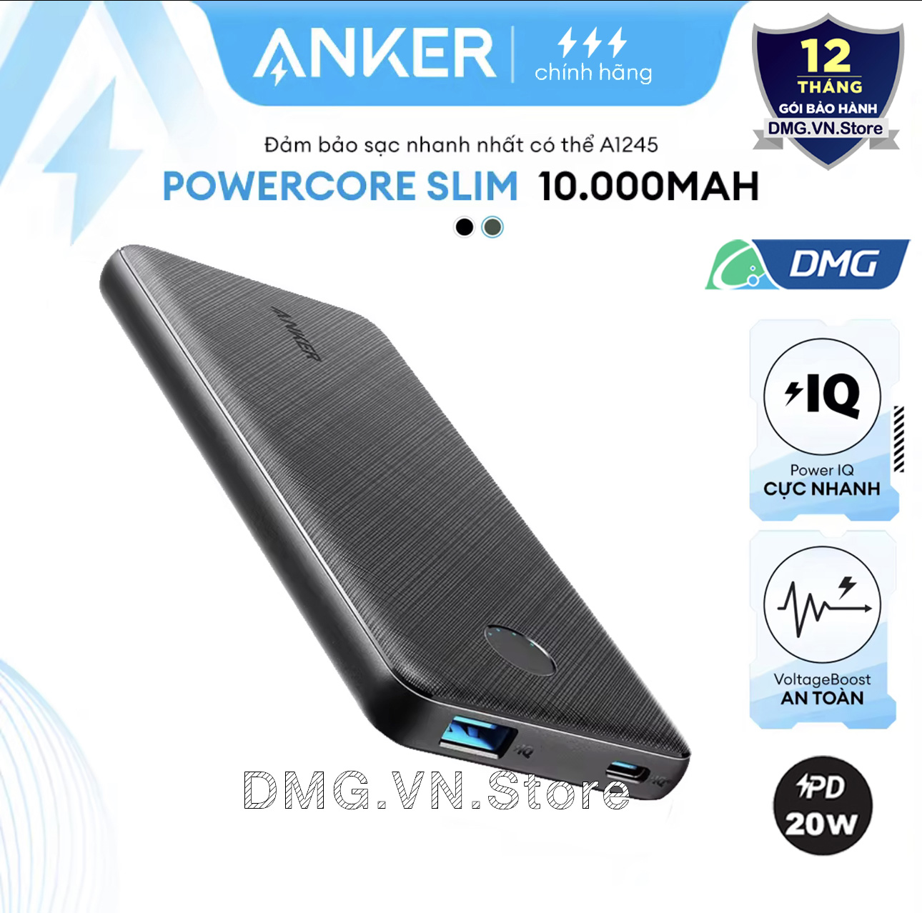 Sạc Dự Phòng PD 20W Anker A1245 10000mAh,A1287 20000mAh,2 Cổng Đầu ra USB-A 18W,USB-C 20W,Bảo hành 12 Tháng