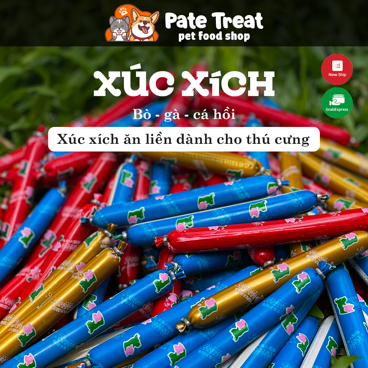 Thức ăn cho chó mèo treat bánh thưởng xúc xích giá rẻ cho chó mèo thú cưng PATE TREAT