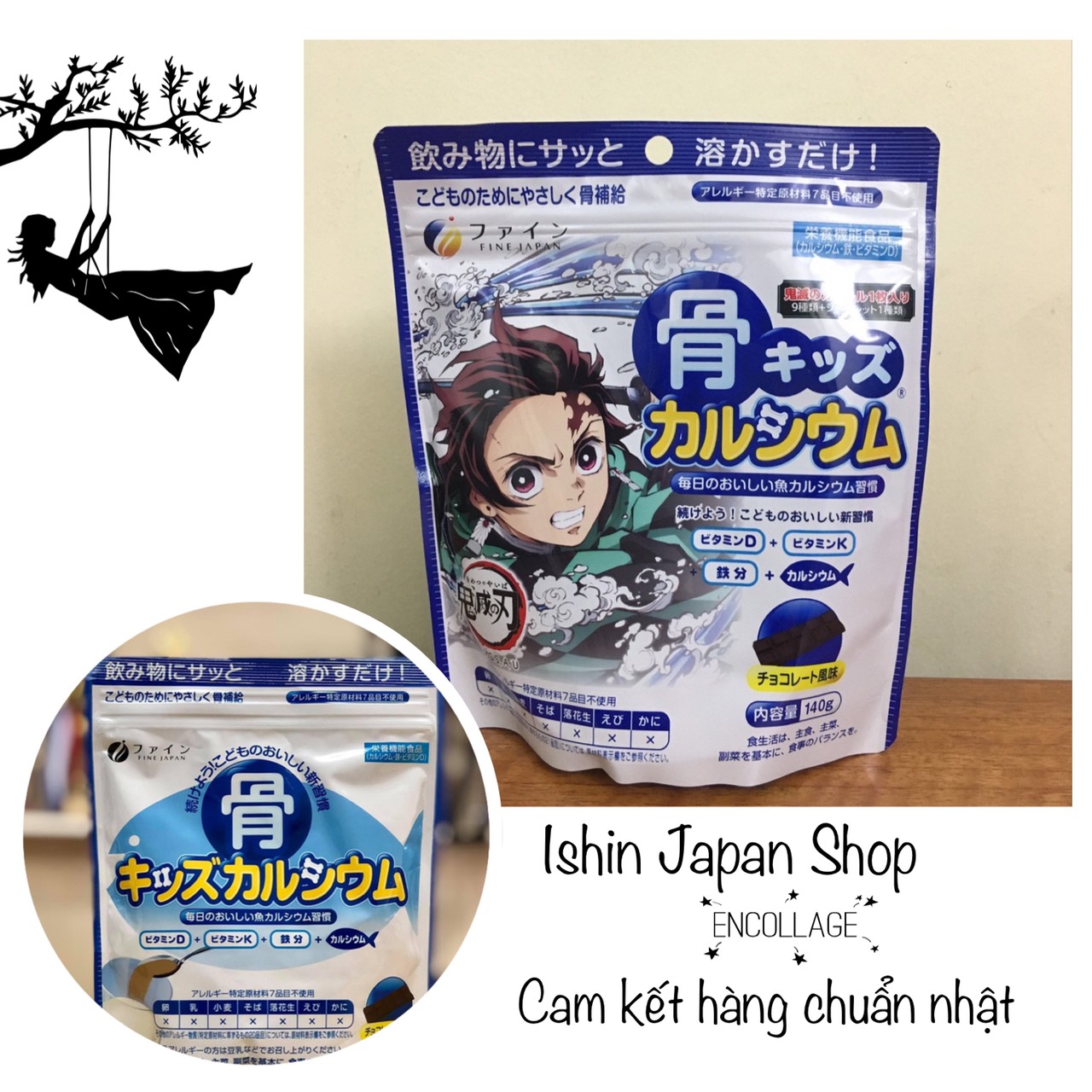 (Mẫu mới 2021) Bột canxi cá tuyết Calcium bổ sung canxi Nhật Bản túi 140gr