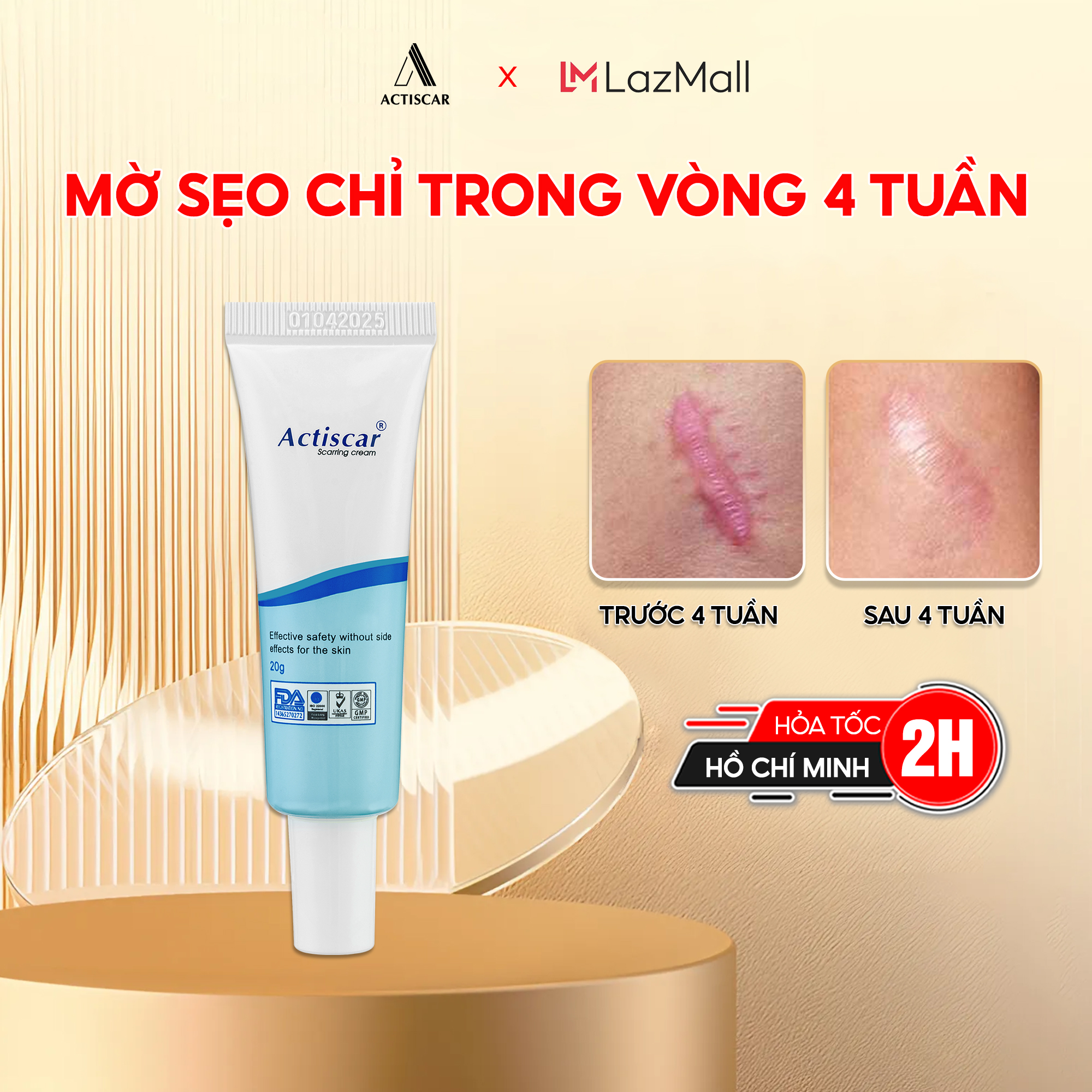 Kem sẹo actiscar làm mờ các loại sẹo thâm / rỗ / lõm 20g