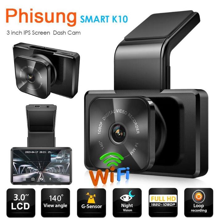 Camera Hành Trình Ô Tô Phisung K10 Tích Hợp GpsWifi Quay Hai Mắt Trước Sau Kiêm Lùi Full Hd 1080p Hỗ Trợ Ghi Hình Ban Đêm Màn Hình Ips Rộng 3 Inch Siêu Nét Tự Động Ghi Hình Vòng Lặp Cảm Biến Chuyển Động