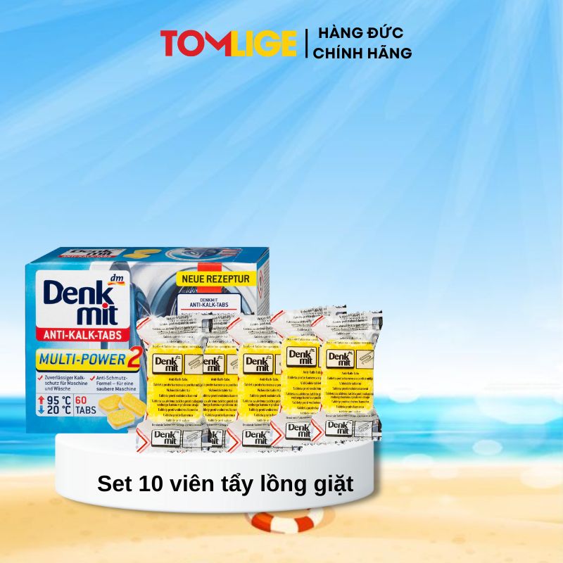 Combo 10 Viên tẩy máy giặt Denkmit của Đức Tomlige, viên tẩy vệ sinh lồng máy giặt
