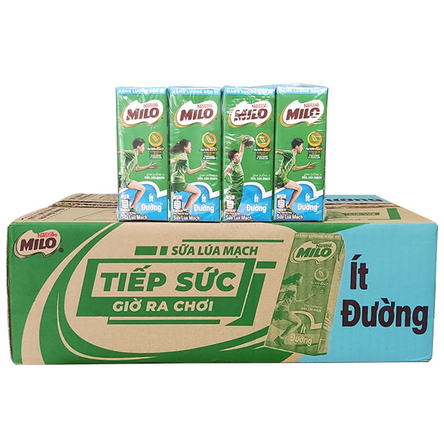  Sữa lúa mạch Nestlé® MILO® ít đường thùng 48 hộp x 180ml  12x4x180ml  