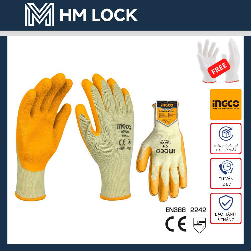 Găng tay cao su ingco size xl - hàng chính hãng - hgvl03 - hm lock