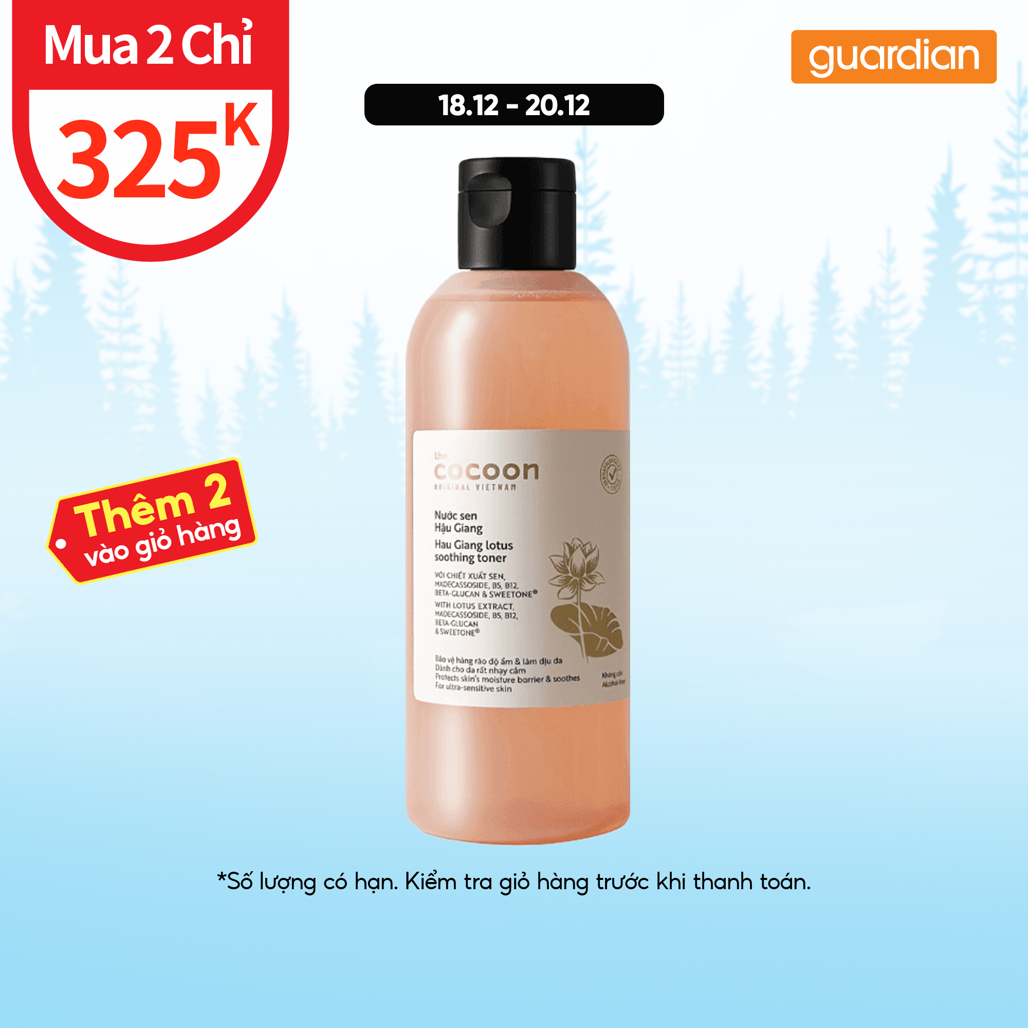  Nước Hoa Hồng  Toner  Sen Hậu Giang Cocoon 310ml 