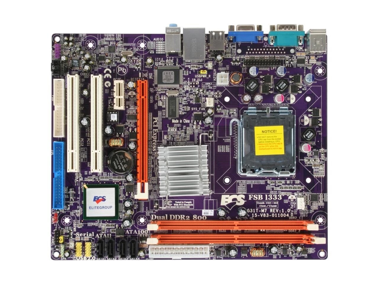 Mainboard ecs g31 + cpu intel q8200 + ddram 2gb + fan zin - có fe chắn