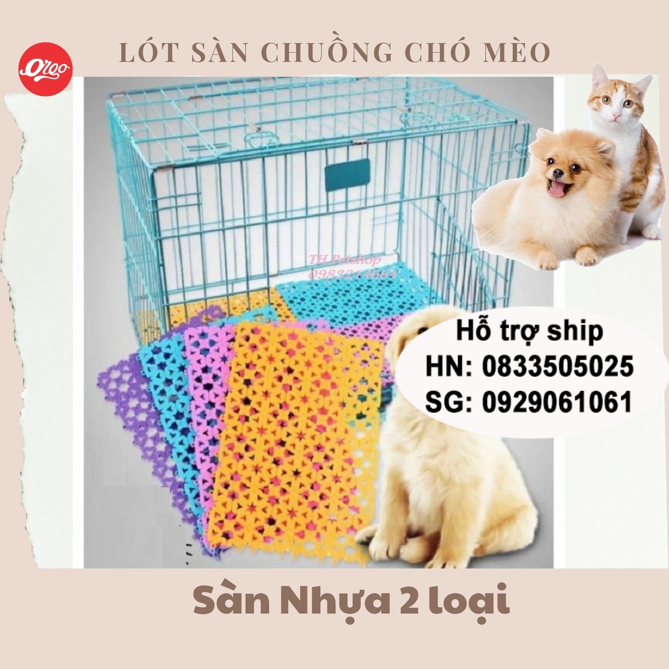 Lót sàn chuồng chó mèo chống lọt chân tấm nhựa lót chuồng