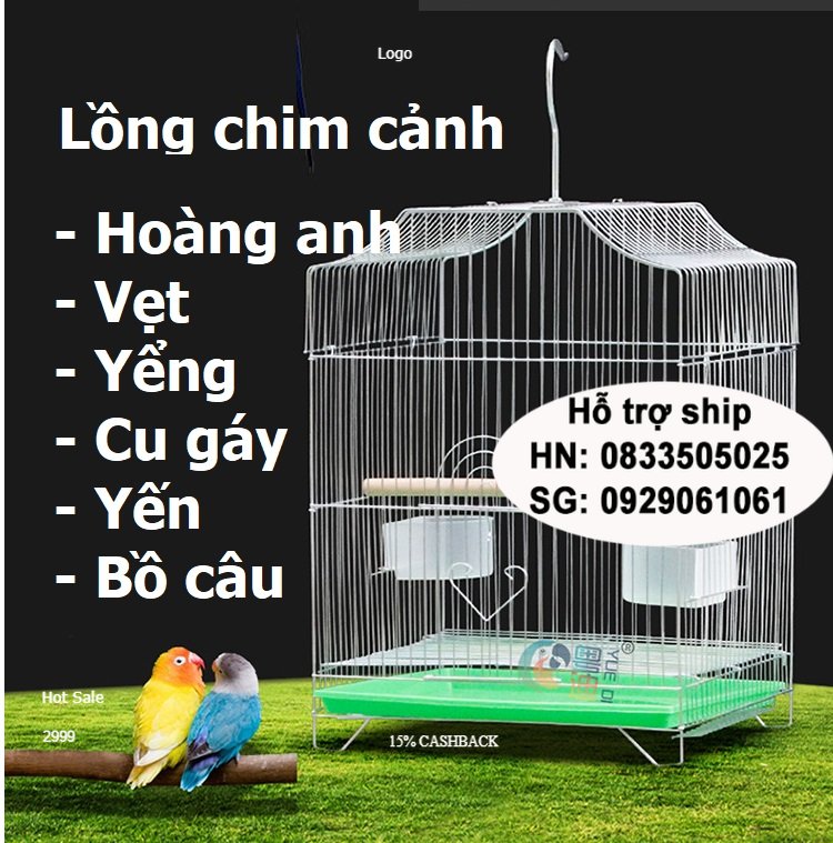 Lồng chim inox size 55cm chuồng dùng cho mọi loại chim cảnh đủ phụ kiện