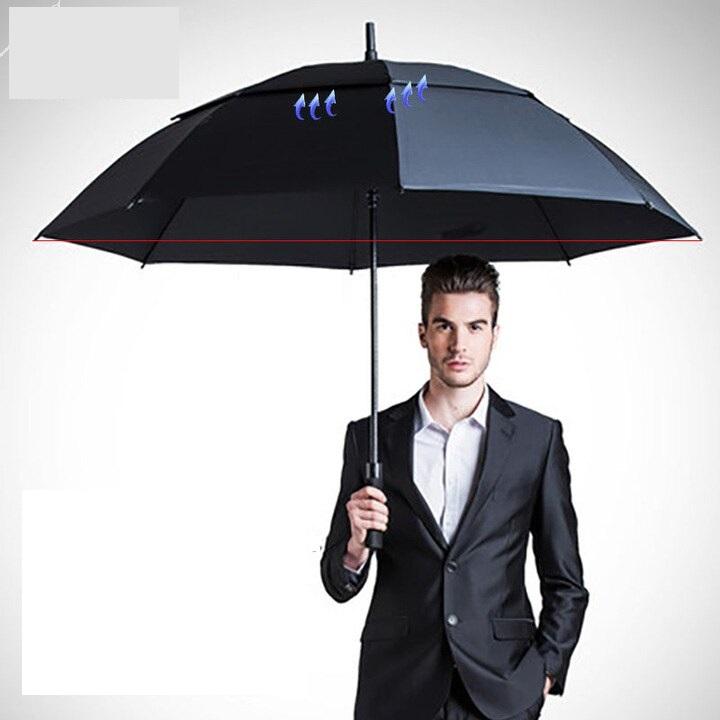 Ô Golf 2 Tầng Kalila, Ô dù cán thẳng chống lật, ô dù đi trời mưa to gió lớn không sợ lật, ô dù chống tia UV - Màu Đen