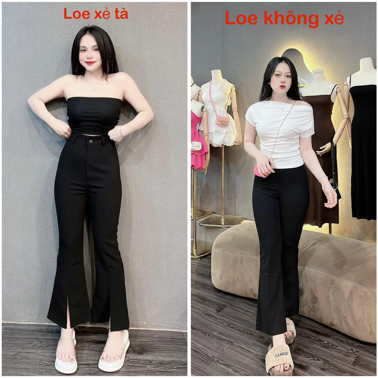 Quần loe xẻ ống & không xẻ 9 tấc chất Umi hàn co giãn