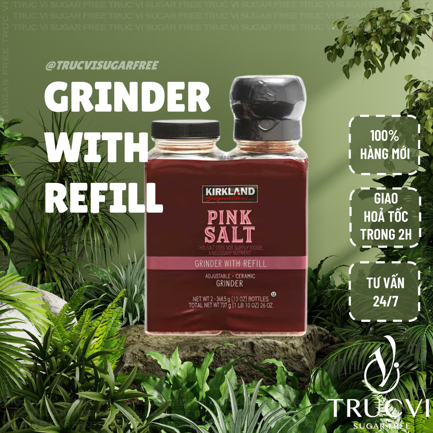 Set 2 Hũ Muối Hồng Himalaya grinder with refill
