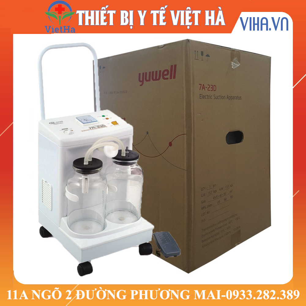 Máy hút dịch, hút đờm 2 bình yuwell 7a-23d
