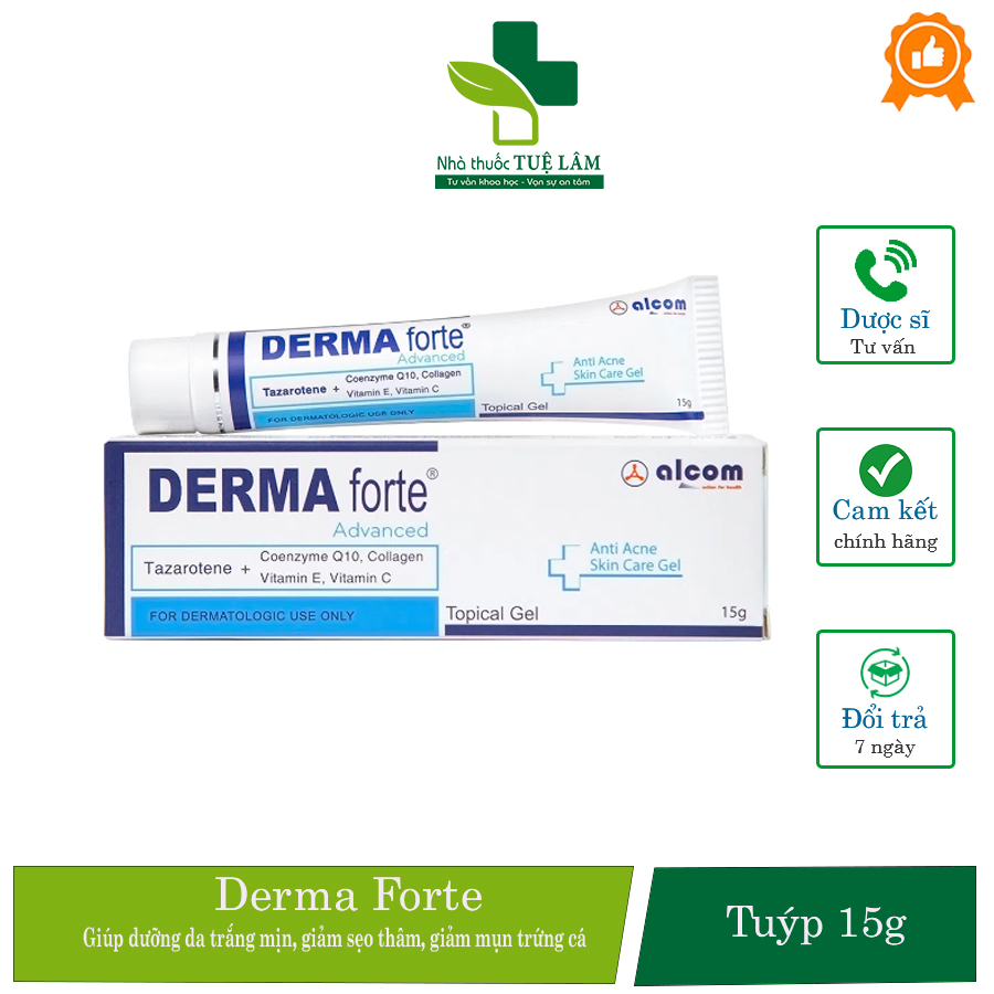 Kem bôi mụn Derma Forte tuýp 15g hỗ trợ giảm mụn trứng cá, ngừa thâm, mờ sẹo, dưỡng da