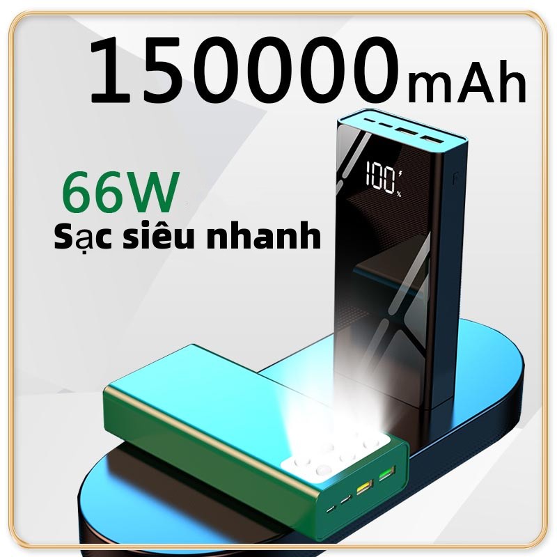 100% Chính Hãng Powerbank 150000MAh QC 3 0 Sạc Siêu Nhanh Powerbank Công Suất Lớn LED Light Power Bank PD20W Sạc Nhanh