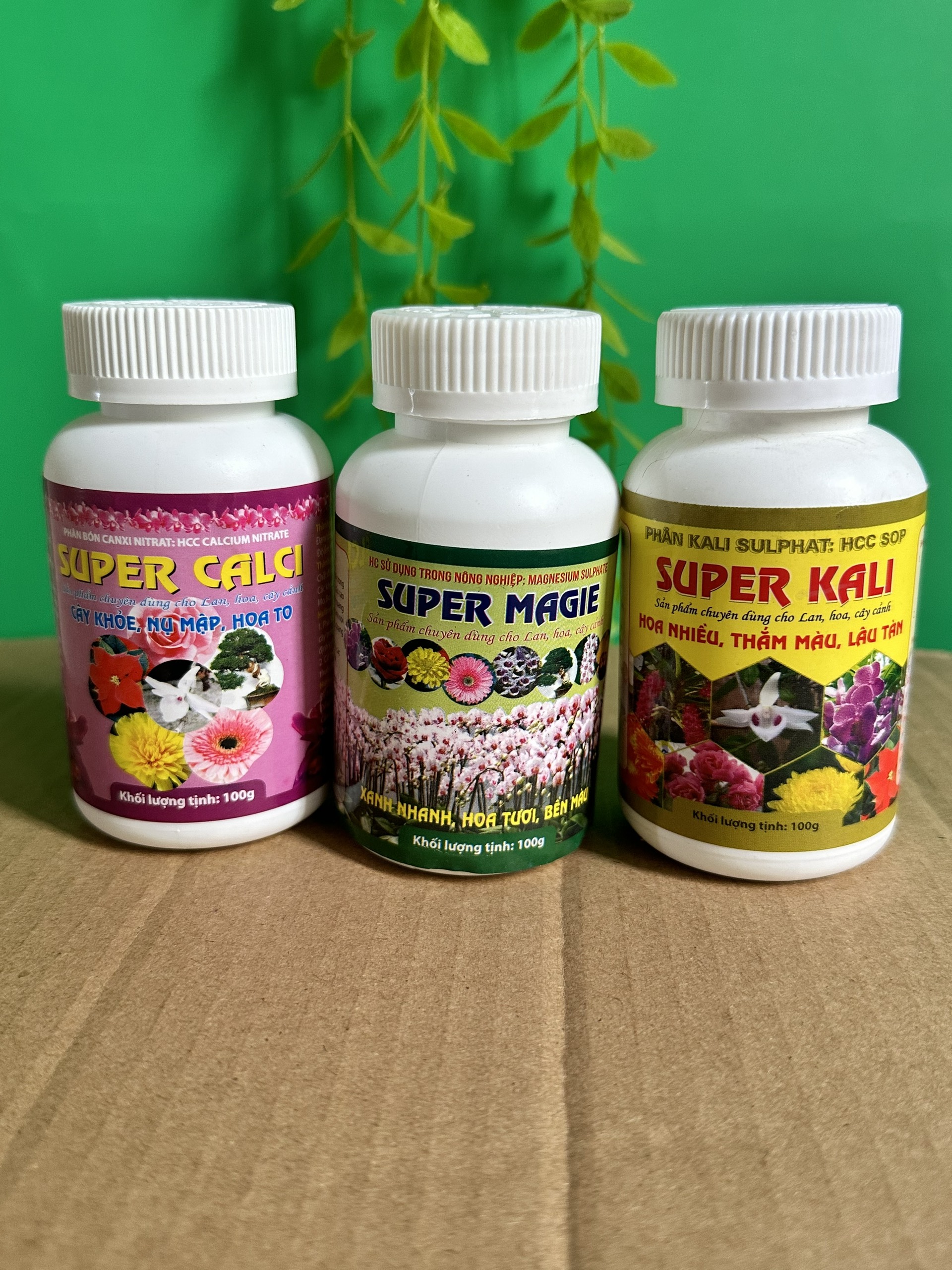bộ 3 super kali, magie, canxi thầy Tám Ngọc dành cho hoa lan, hoa hồng, cây cảnh