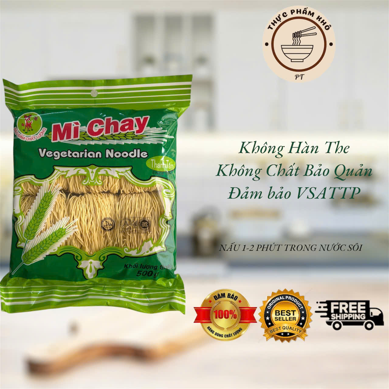 [PTO3]-Mì Chay Đặc Biệt 500g An Toàn Không Phẩm Màu, Không Chất Bảo Quản