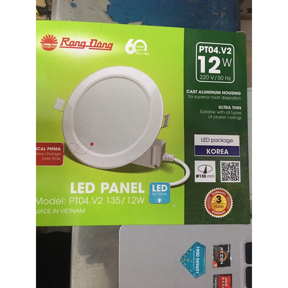 Đèn led panel rạng đông - đèn âm trần tròn pt04, 9w, 12w trắng, vàng, đổi màu