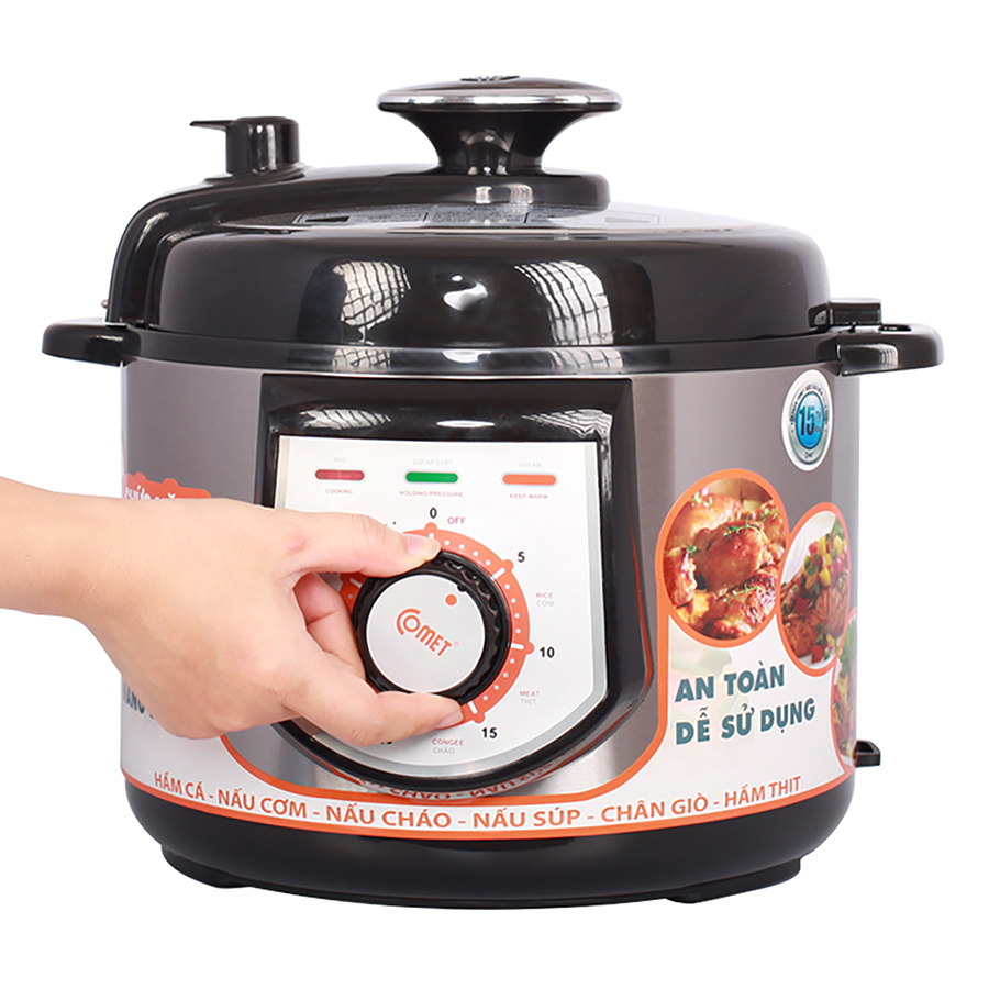 [HCM][ HÀNG MỚI VỀ ] Nồi Áp Suất Comet Cm6150 - Hàng Chính Hãng Tích Hợp 6 Chức Năng Nấu: Hầm Đậu Thịt Bò Gân Xương Và Nấu Các Món Cơm ..Lồng Nồi Chống Dính Giúp Vệ Sinh Nồi Dễ Dàng An Toàn Khi Nấu Tiết Kiệm Từ 20 -50% Điện.