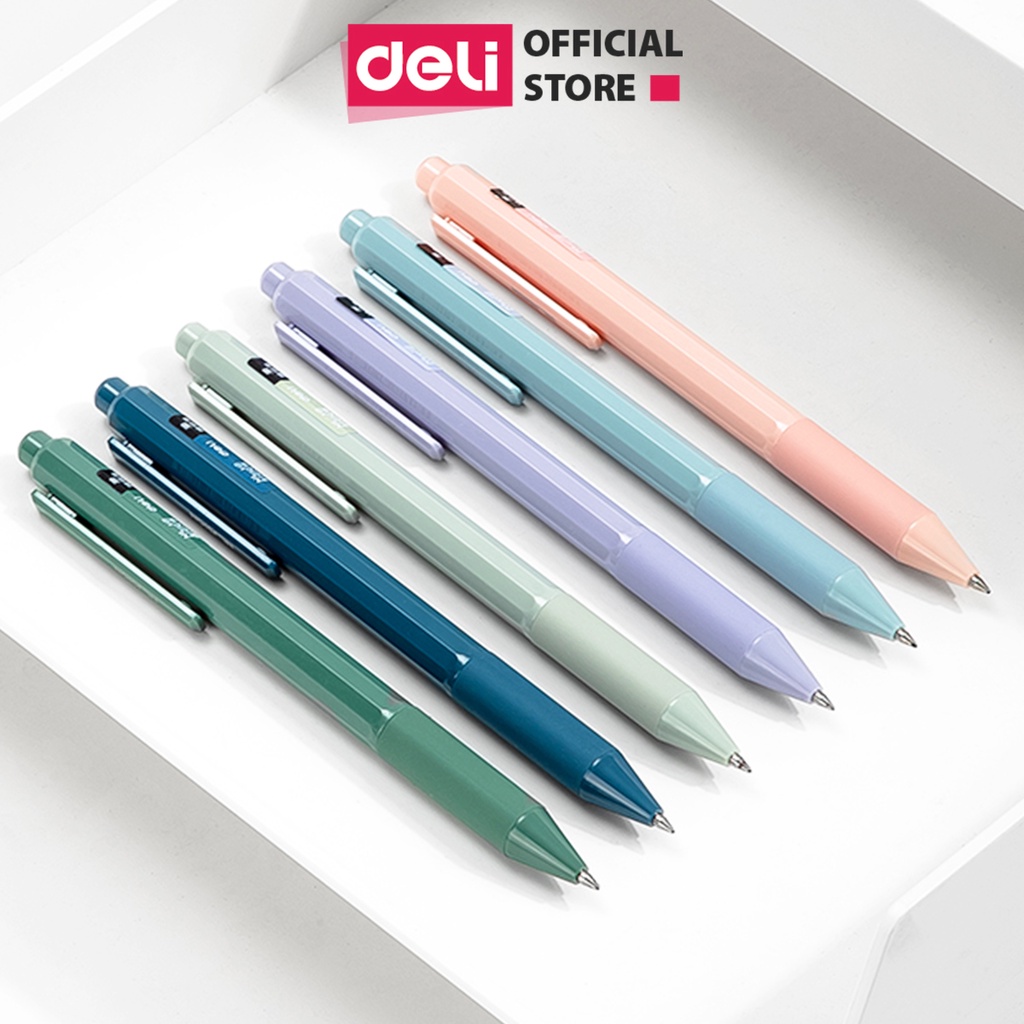Bút Bi Nước Mực Gel Cao Cấp Deli cho văn phòng, học sinh, Bút gel mực Đen ngòi 0.5mm, mực đều nét chữ đẹp - Nét viết trơn tru mực không lem khô nhanh - NS559