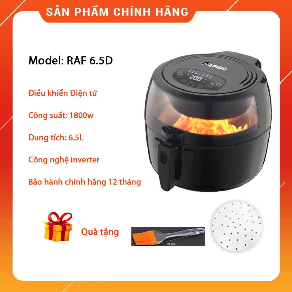 Nồi chiên không dầu rapido raf6.5d 6.5 lít 1800w - chính hãng
