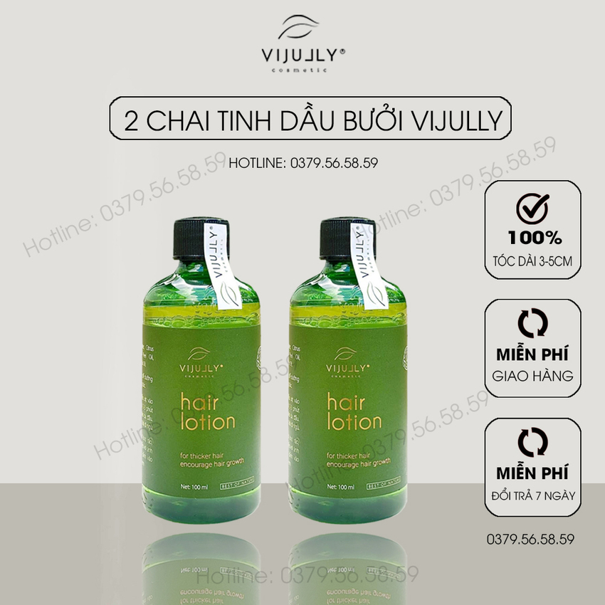 Liệu trình 2 chai Nước xịt dưỡng tóc tinh dầu bưởi Vijully (100ml x 2) giúp giảm rụng tóc, kích thích tóc mọc nhanh cho tóc dày và dài hơn gấp 2 đến 3 lần