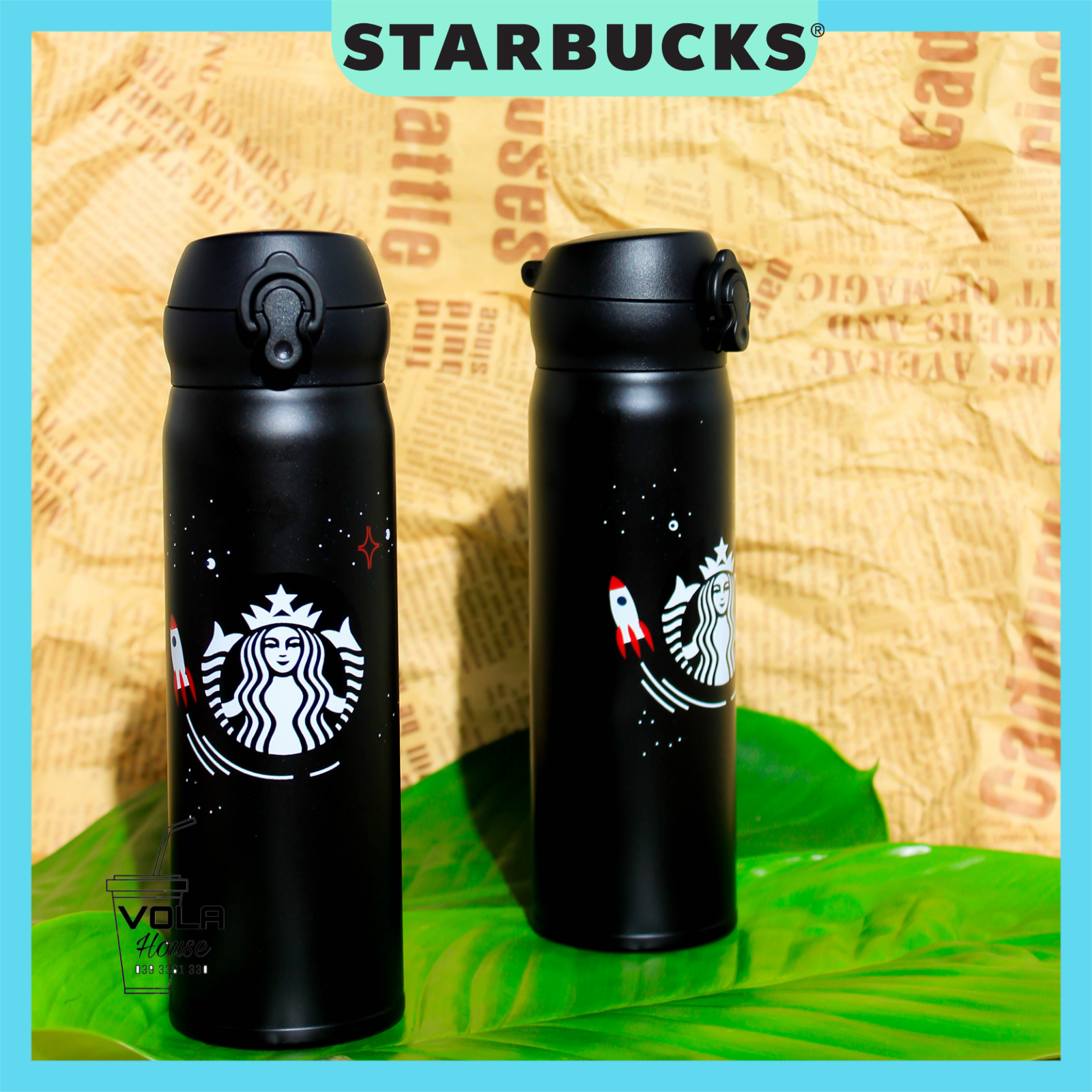 Bình giữ nhiệt Starbucks Rocket đen nhám Dung tích 500ml