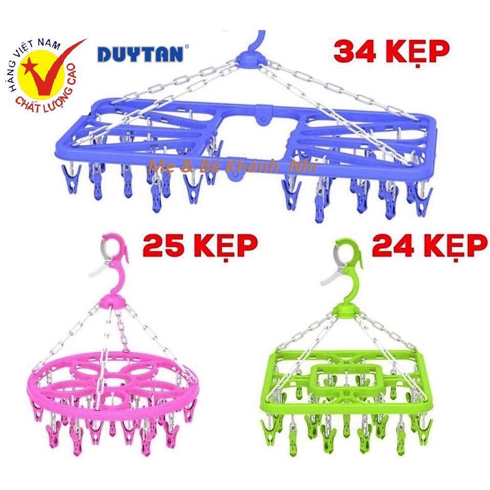 Móc phơi đồ kẹp vuông kẹp tròn, Móc chùm phơi đồ tiện dụng nhựa Duy Tân