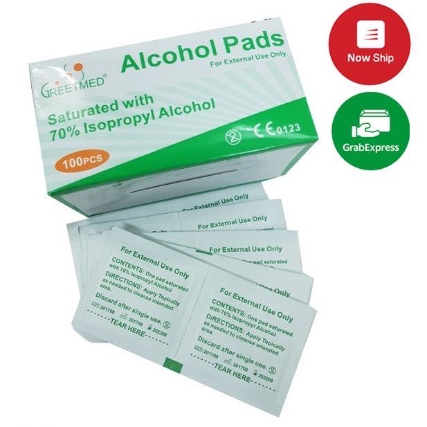 ✅ alcohol pad greetmed 100 miếng - bông/gạc tẩm cồn tiệt trùng