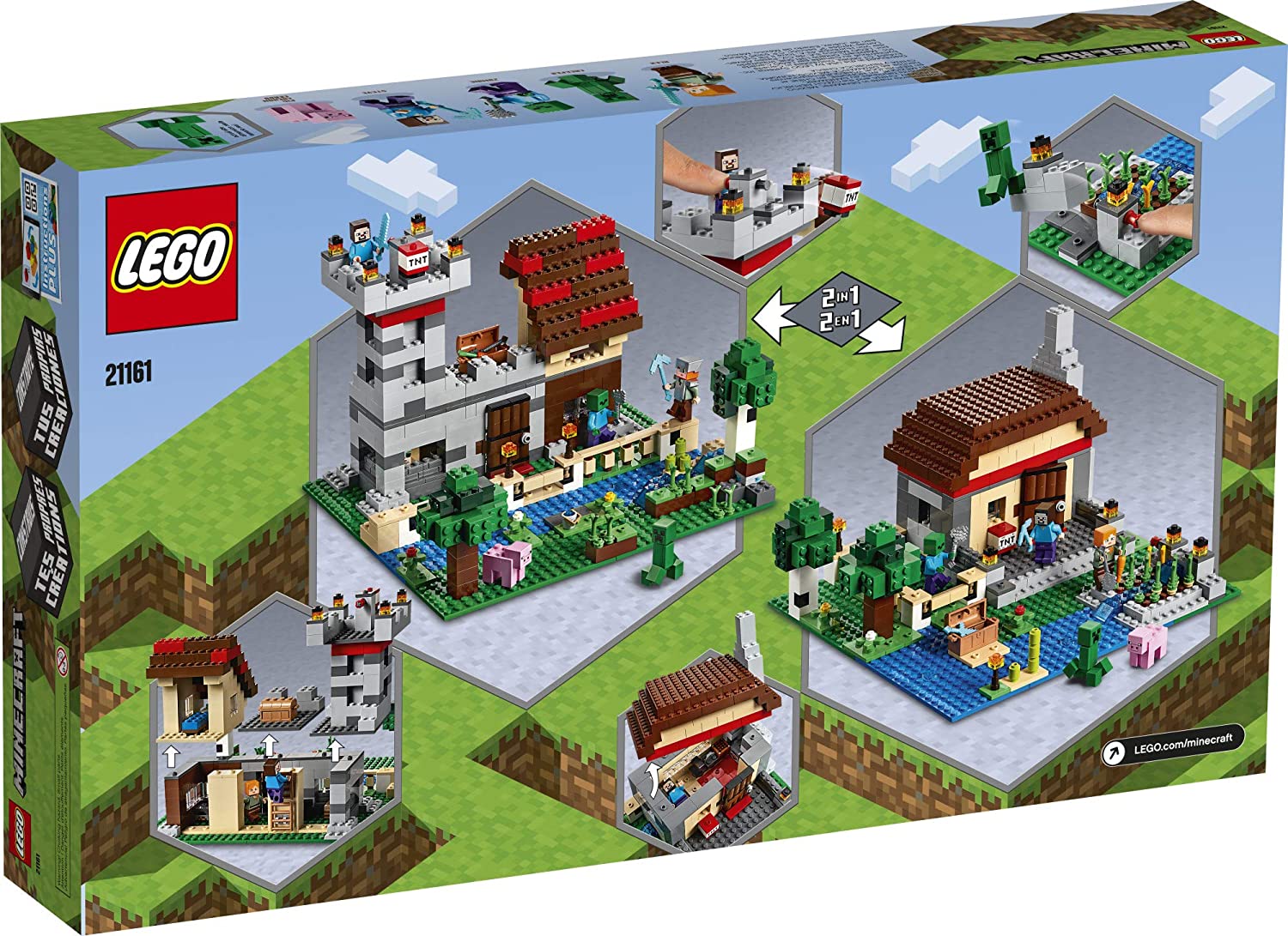 LEGO Lego Minecraft Hộp thủ công  21161 Minecraft Building Blocks Đồ  chơi và Nhân vật Mini, Bộ xây dựng lâu đài và nông trại, dành cho người  chơi Minecraft từ 8
