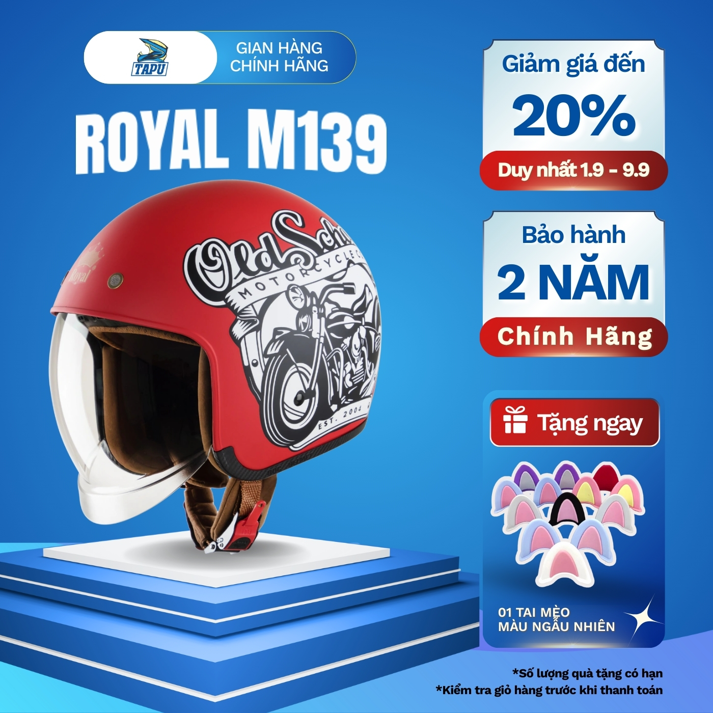 3/4 Royal M139 Helmet Genuine Acoustic Glass with Red V6 Stamp | Removable Lining, Dustproof and Sunproof, 24-Month Warranty Giá 590,000 Đồng*Miễn phí vận chuyển