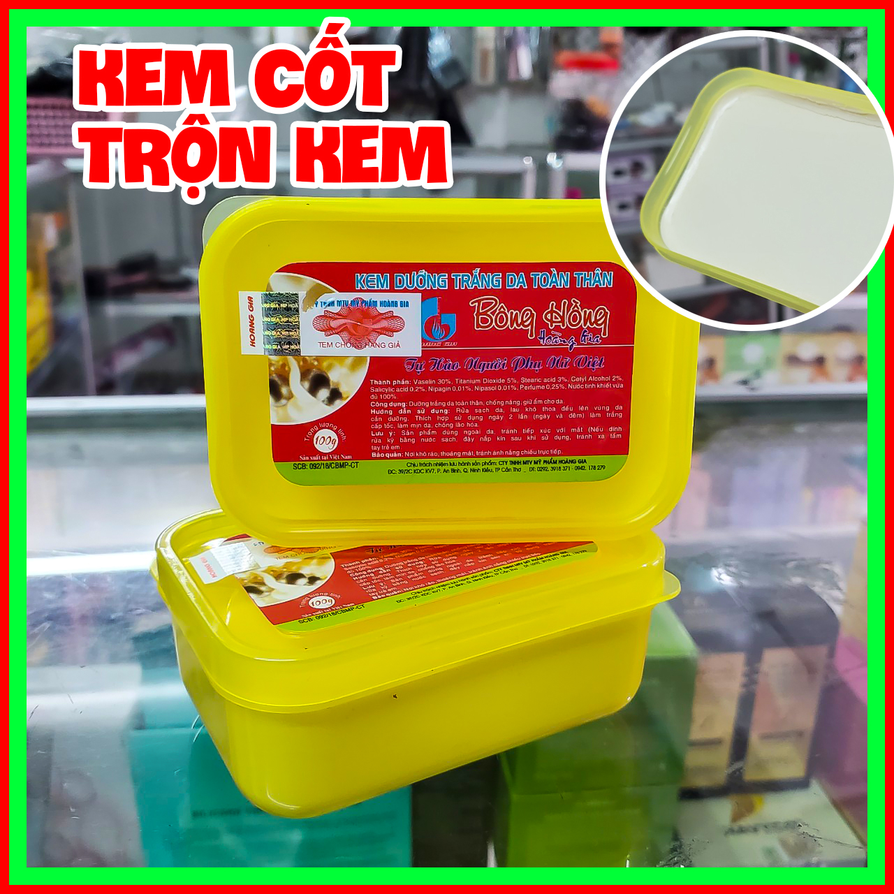 Kem cốt bông hồng trộn kem dưỡng trắng da toàn thân 100g