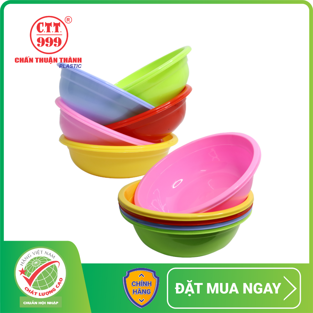 Combo 10 thau nhựa tròn 20 x 6.2cm Chấn Thuận Thành đựng đồ đạc, thực phẩm, rửa rau củ hàng Việt Nam Chất Lượng Cao TN2T20-10 (nhiều màu)