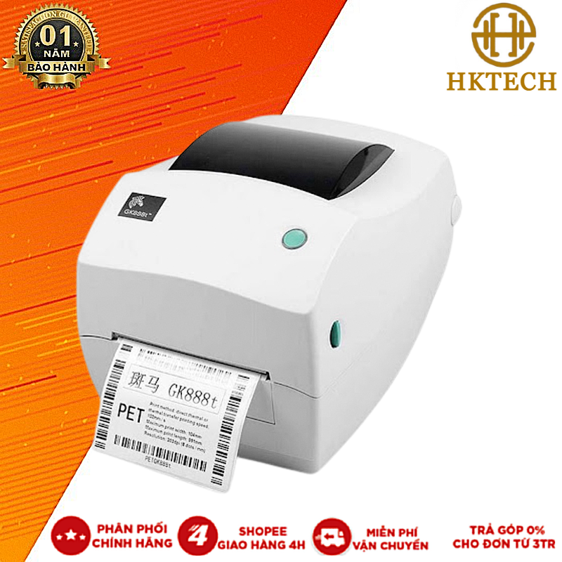 Máy in tem nhãn, in mã vạch zebra gk888t