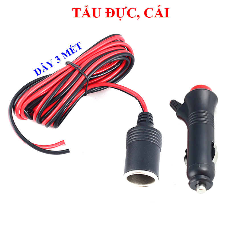 Cáp cấp nguồn ắc quy sang tẩu cái 12V 24V trên xe hơi