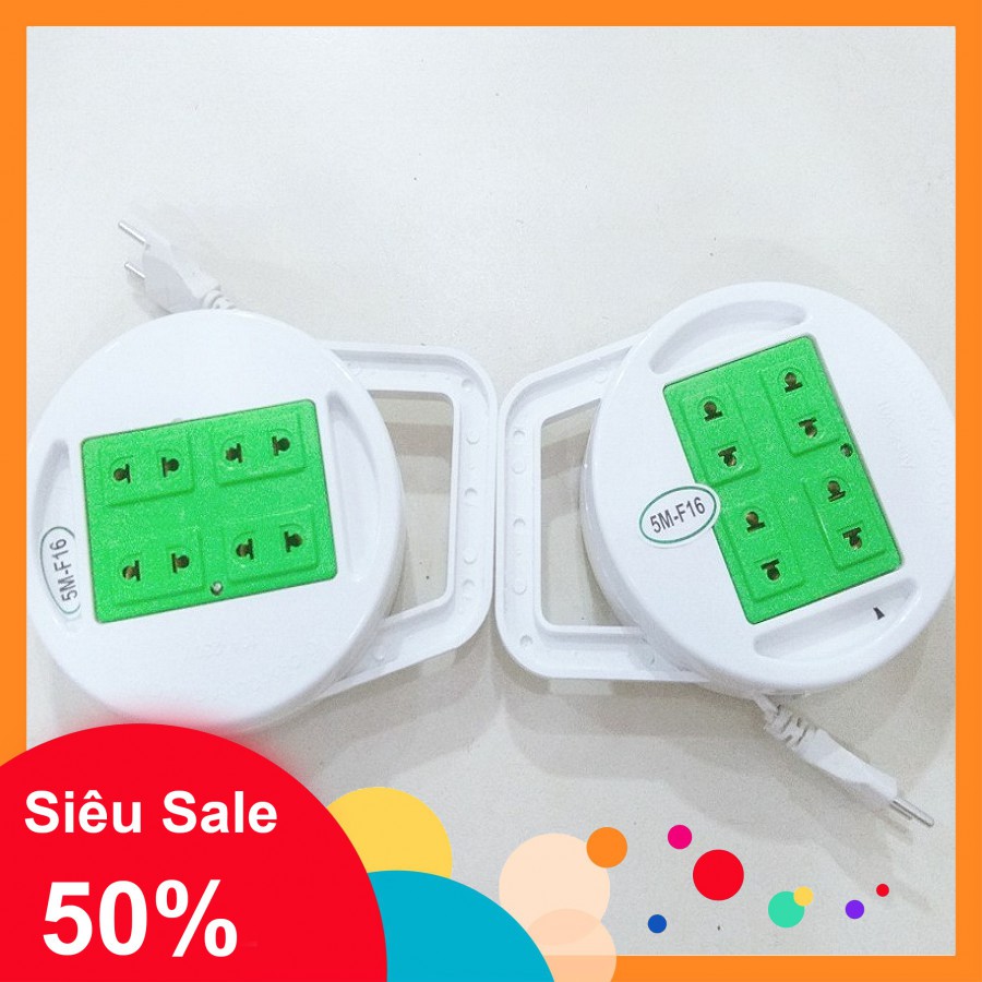Ổ CẮM ĐIỆN XOAY TRÒN DÂY 5M, 4 lỗ cắm,  chịu tải lớn, dễ dàng cuộn lại. ( BẢO HÀNH 1 ĐỔI 1 TOÀN QUỐC)